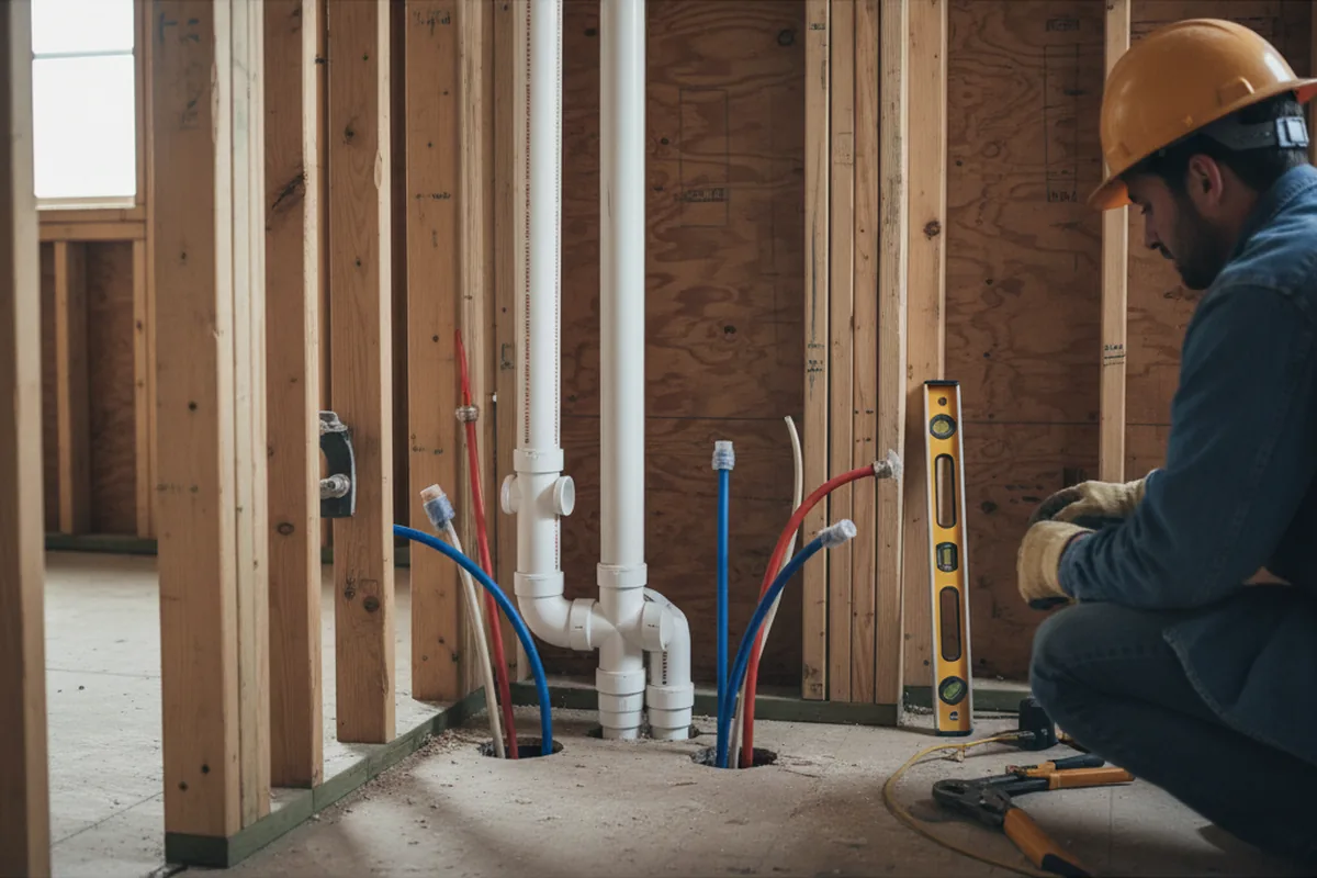 Drain and supply rough-in during Drain Cleaning in Harborcreek